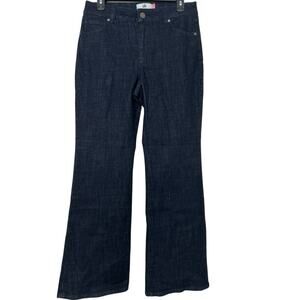 Cabi Deep Sea Dark wash Trouser Jean Wide Flare Leg Size 6